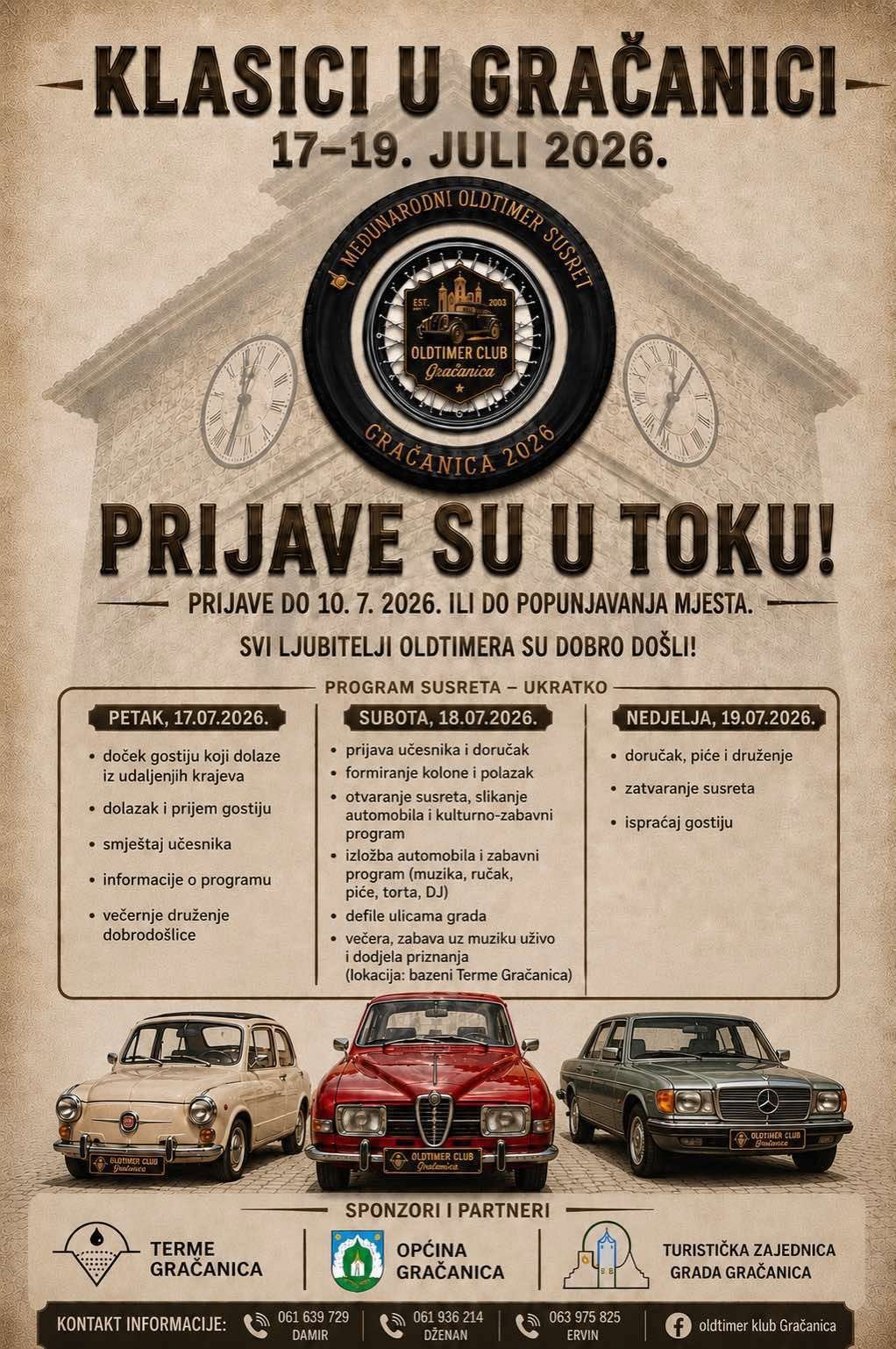PRIJAVE ZA MEĐUNARODNI OLDTIMER SUSRET U GRAČANICI SU OTVORENE!